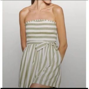 American Eagle Green Striped Romper
